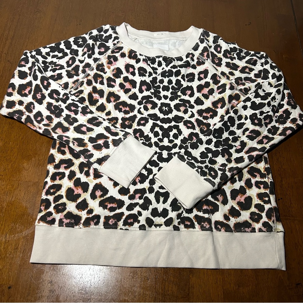 MOTHER Leopard Print Sweatshirt - Black, White, Pink
